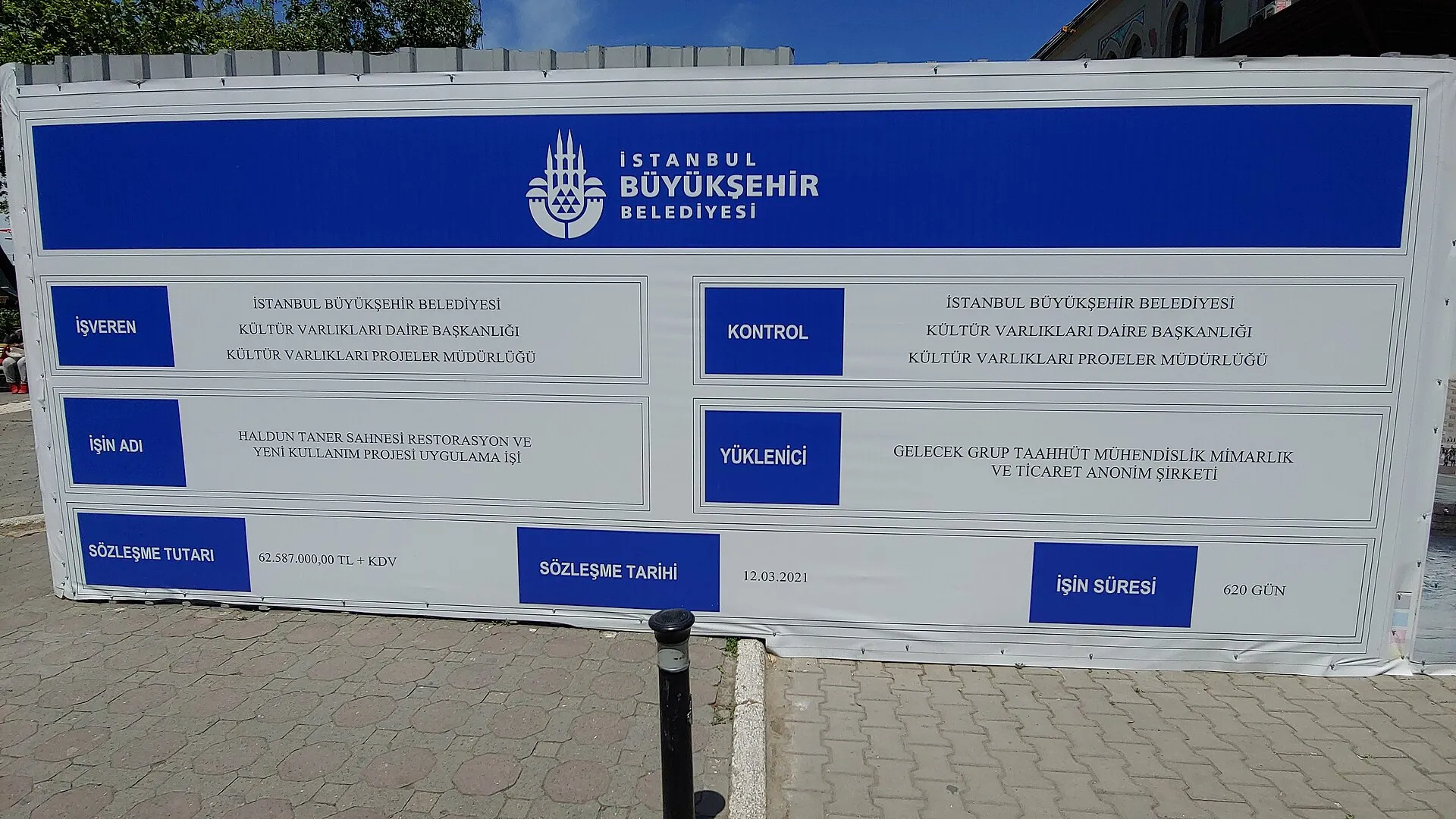 Sahnenin restorasyon panosu, Mayıs 2021